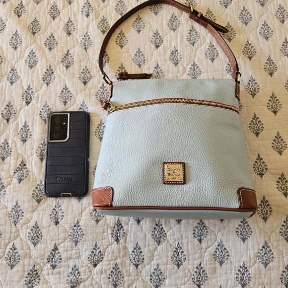 Dooney & Bourke Pebble Leather Shoulder Bag Powder Blue Saddle Trim NWOT R264 - Picture 16 of 16